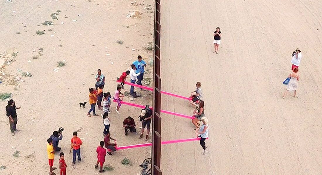 Teeter Totter Wall - pink seesaws across US-Mexico border