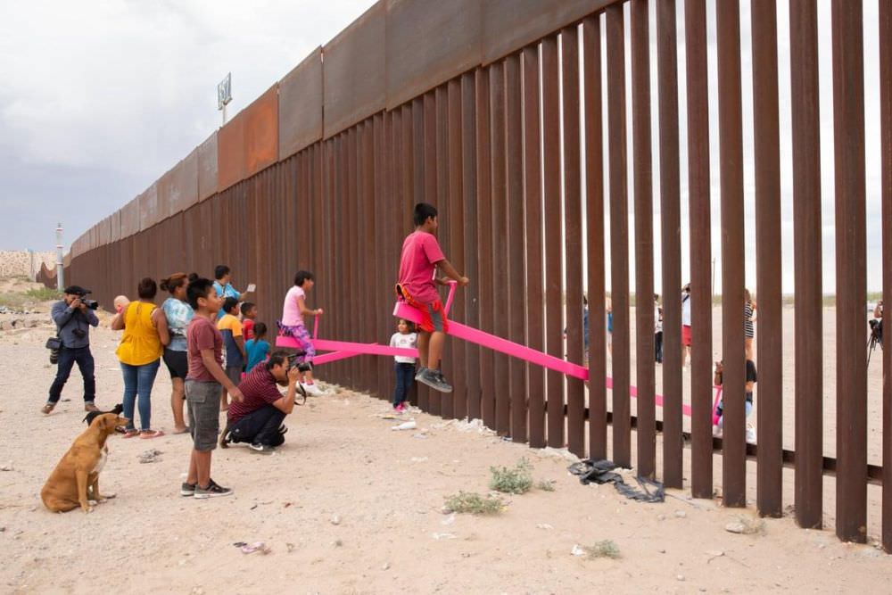 Teeter Totter Wall - pink seesaws across US-Mexico border