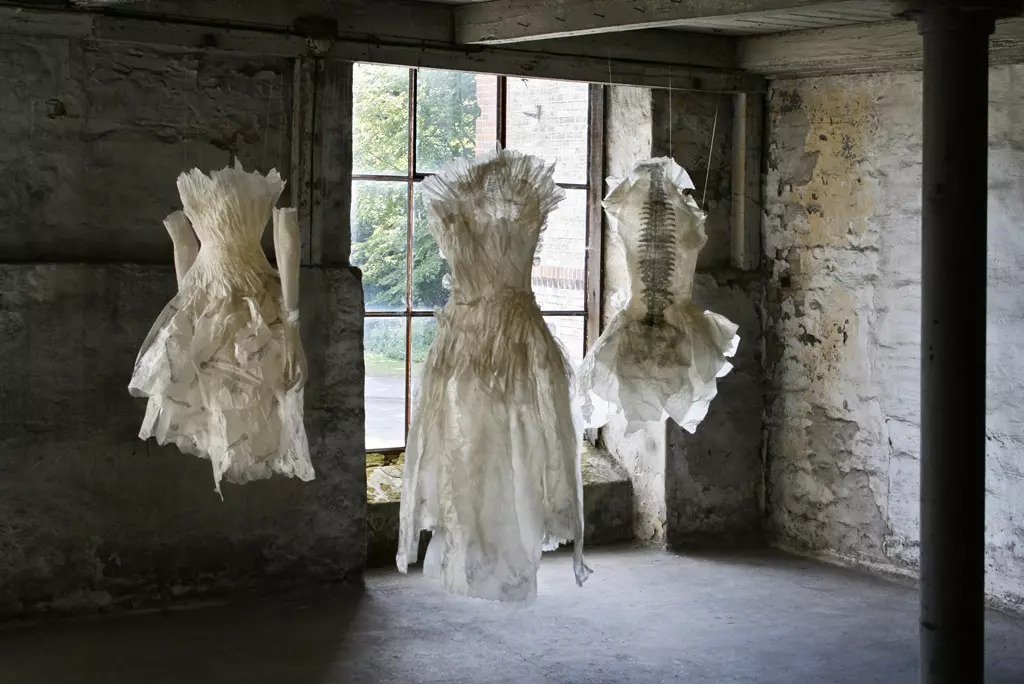 Violise Lunn's hanging frocks made out of paper