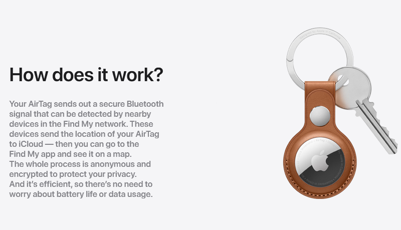 Apple Airtag working infographic
