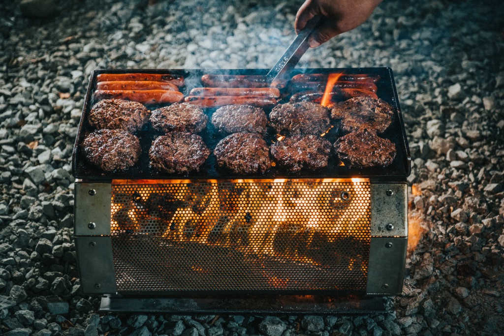 Cooking on the Pyro camp fire pit grill