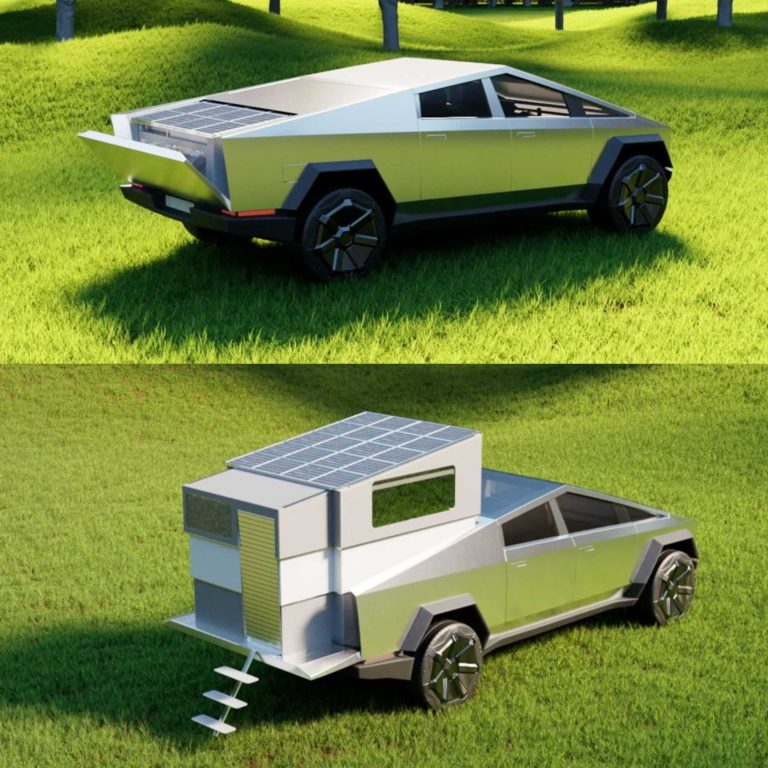 CyberLandr : A Disappearing Camper Van For Your Tesla Cybertruck