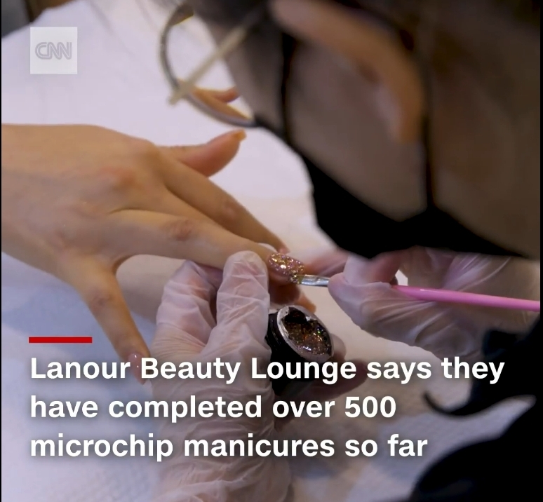 nail polishing over microchipped manicured implant