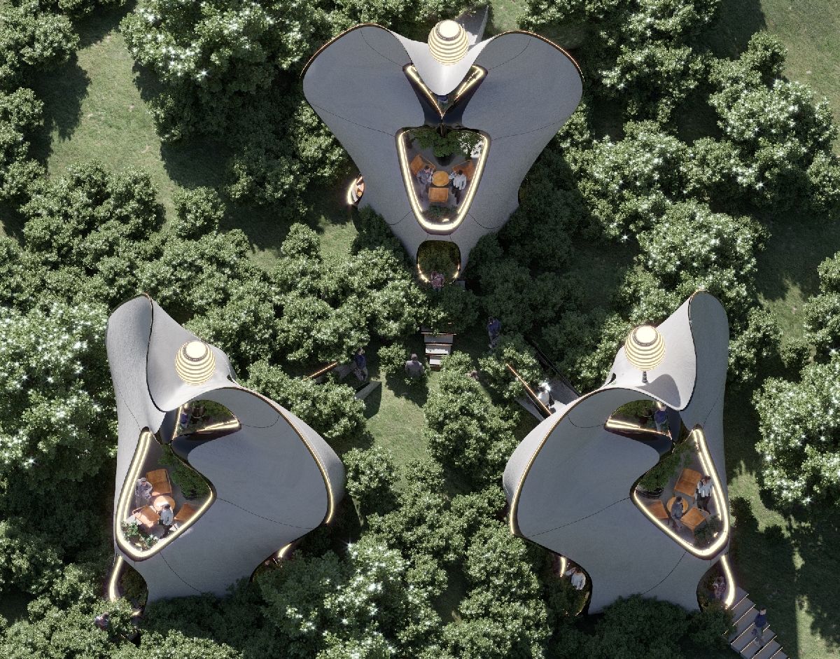 3D-printed homes Exosteel homes from viewed from above