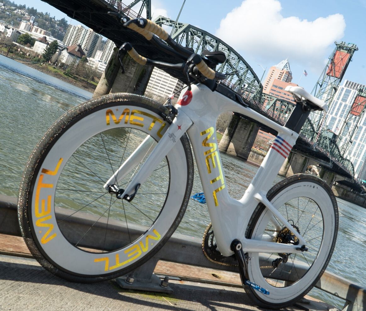 A bike with airless flat free tires