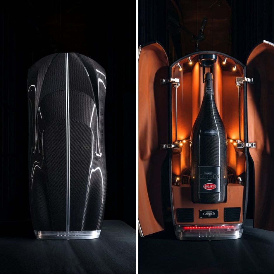 Carbon Fiber Champagne Bottle Case By Bugatti & Champagne Carbon