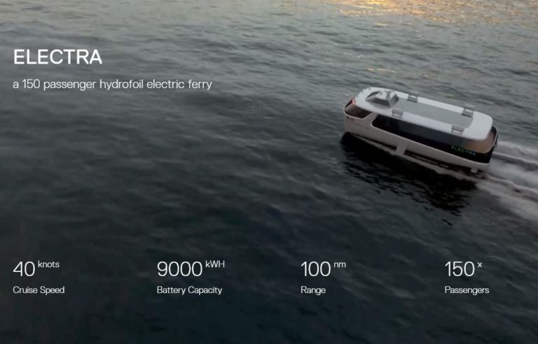 Electra: Fastest & Longest Range (100NM) Hydrofoil Electric Ferry