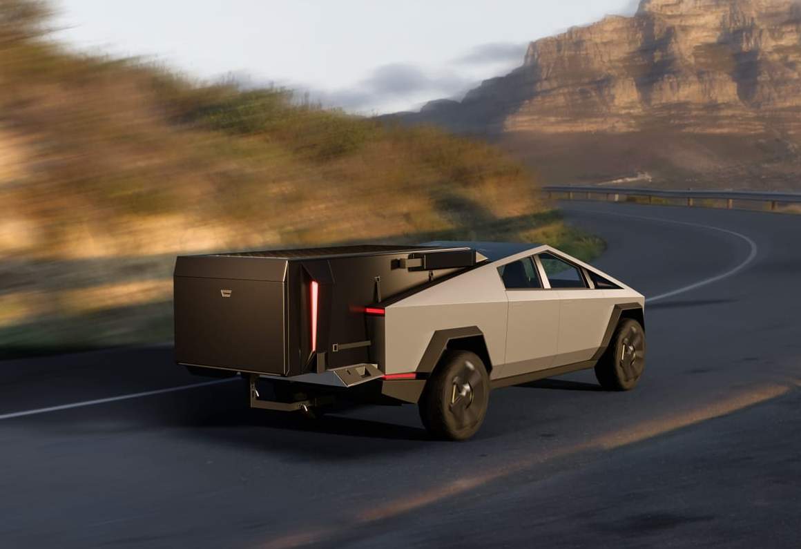 Form camper attached to Tesla Cybertruck