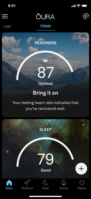 Oura smart ring app readiness score