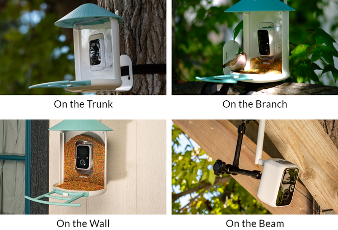 Netvue Birdfy Bird Feeder AI Camera mounting options