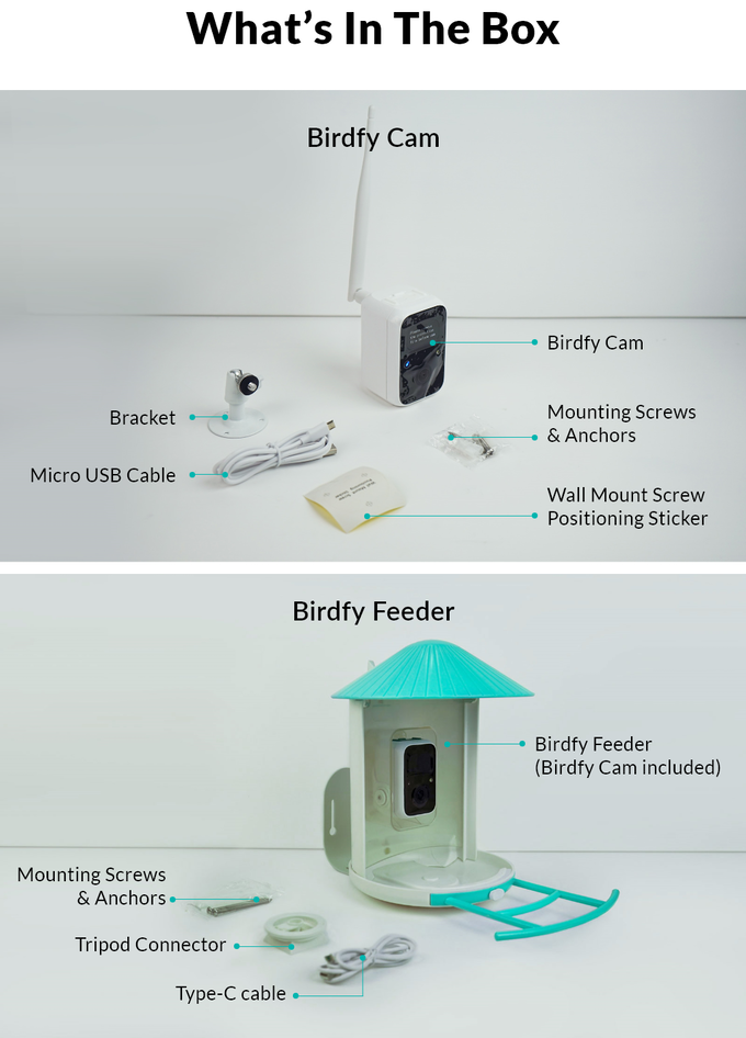 Whats included in Netvue Birdfy bird feeder box