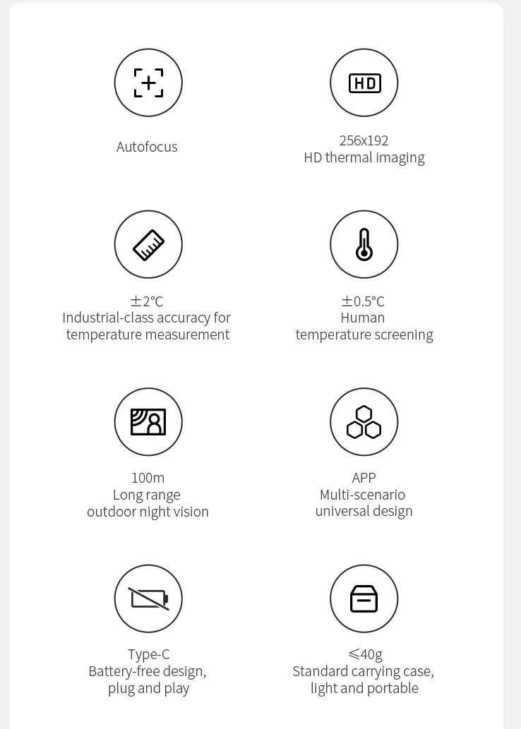 Guide Sensmart MobIR2 Series Thermal Autofocus Camera Features