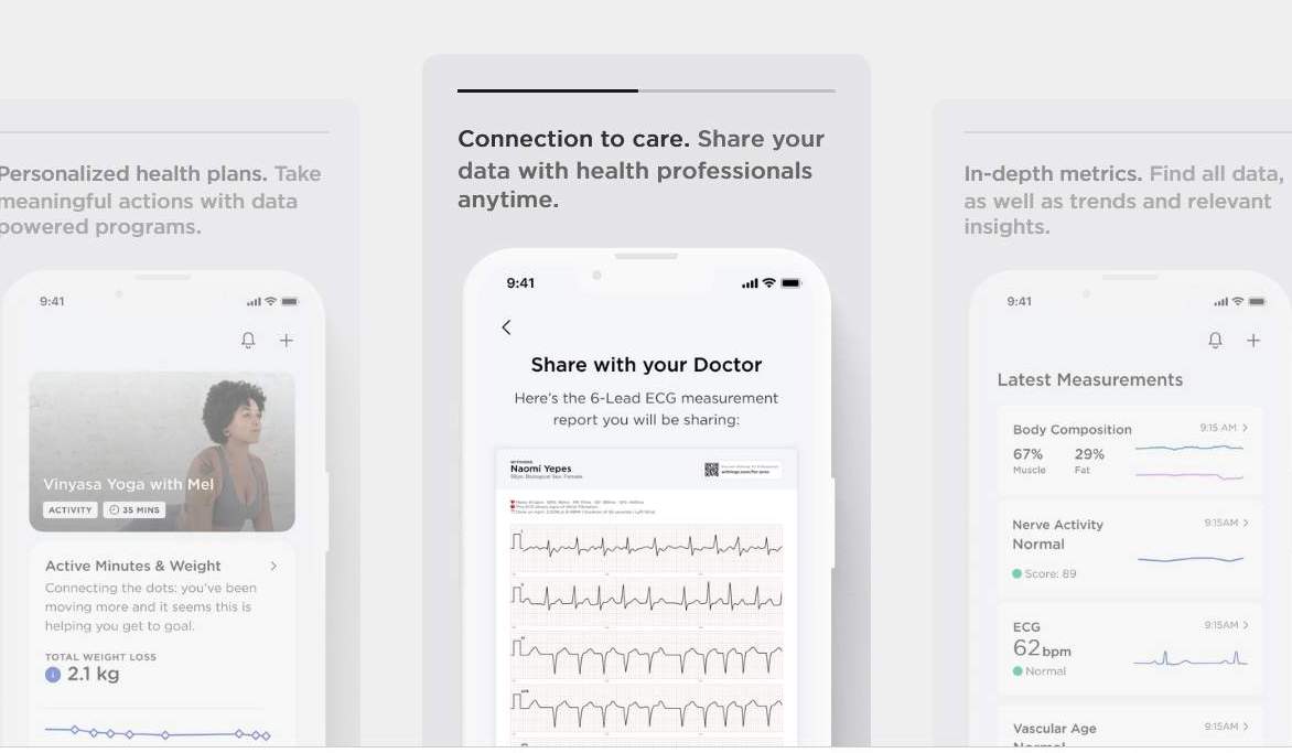Health biomarkers sharing with Withings app