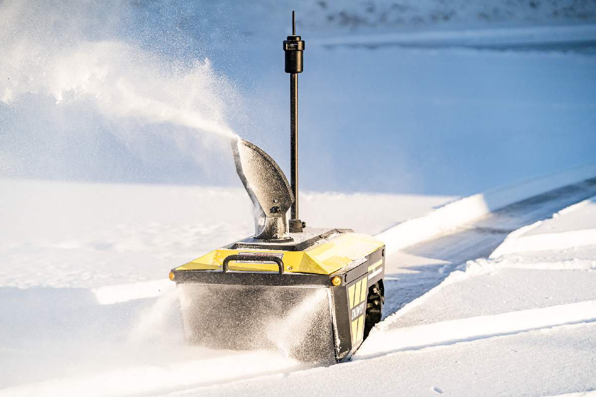 Snowbot blowing the snow off