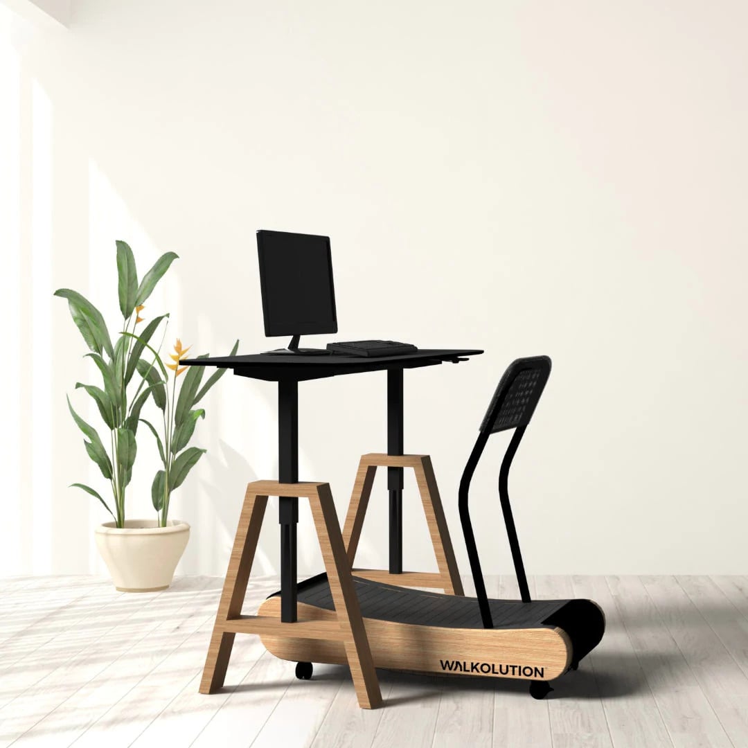 Black version of Walkolution treadmill desk