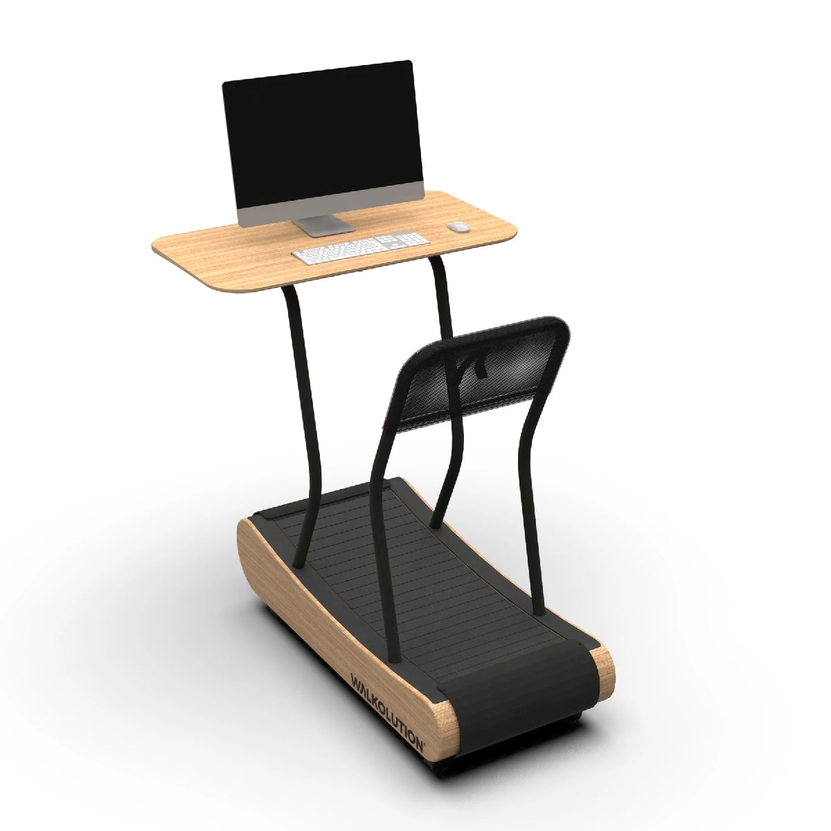 Walkolution treadmill desk with standing aid