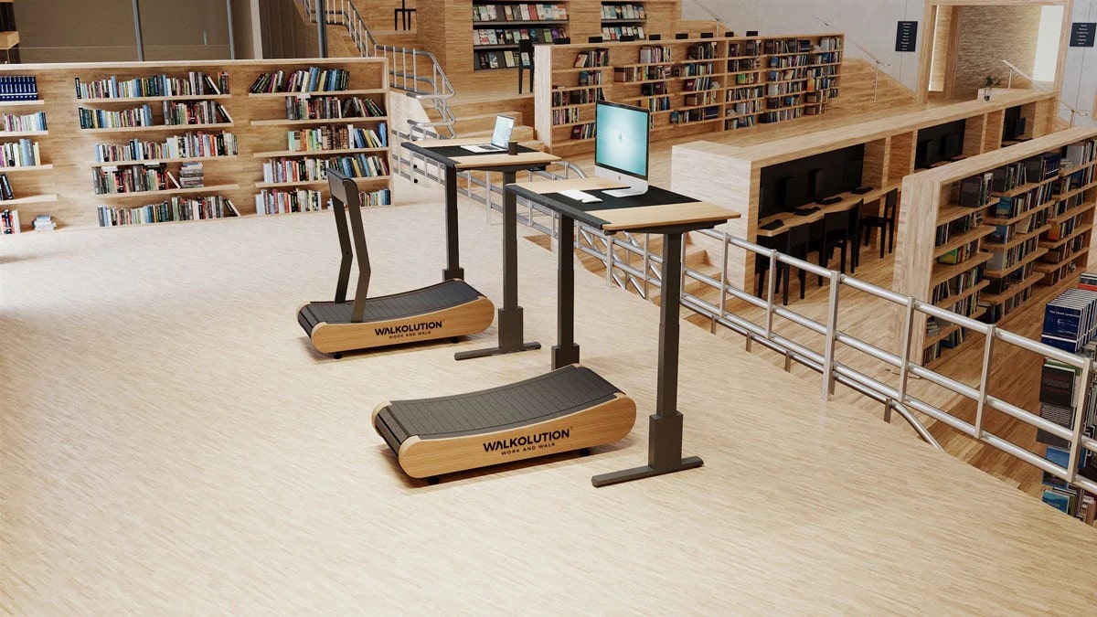Walkolution treadmill desks installed at a library