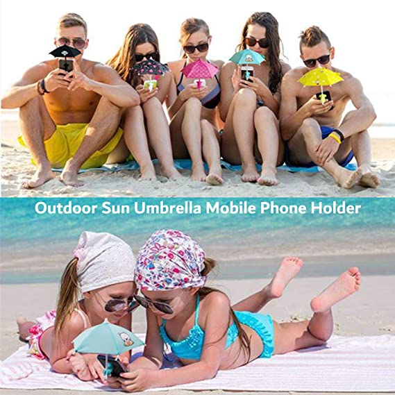 People using phone umbrella in outdoor