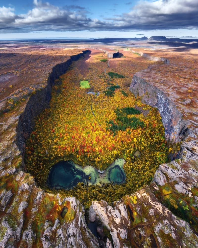 Asbyrgi Canyon of Iceland during autumn